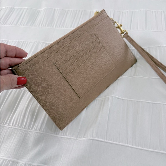 Yves Saint Laurent Tan Quilted Wristlet AUTHENTIC! - Picture 3 of 14